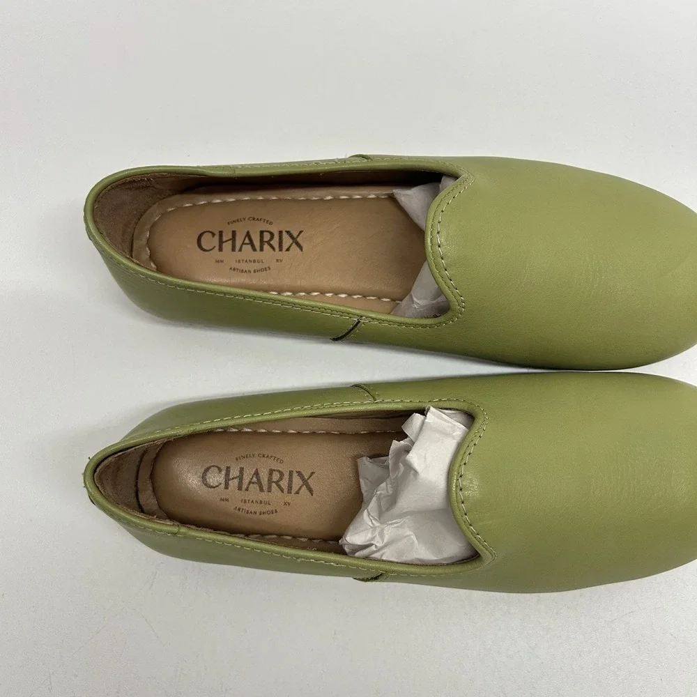 Charix Shoes Women's Pistachio Slip-On Leather Flats Size EU 39.5 US 9 Casual